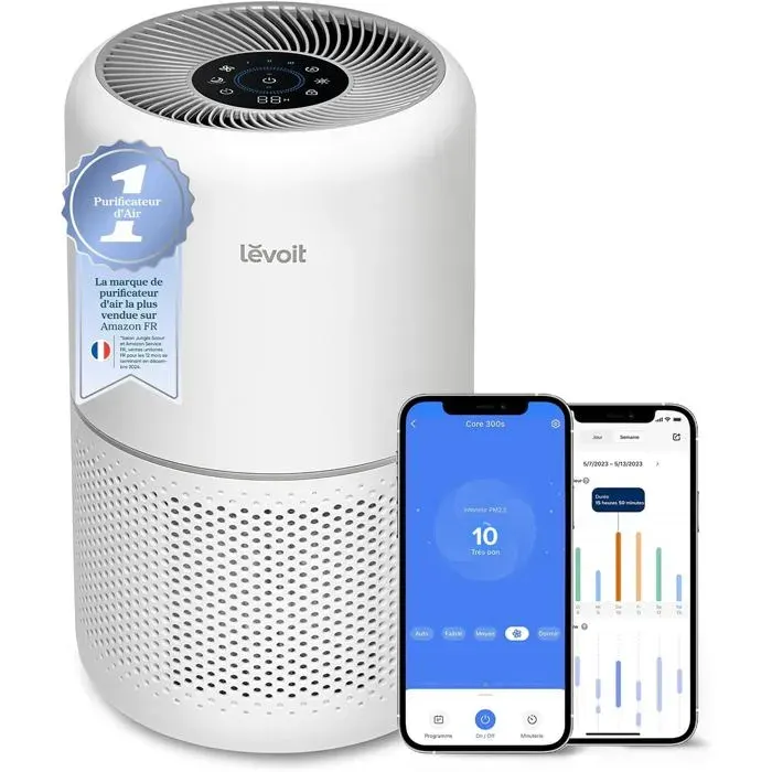 LEVOIT Core 300S — Purificateur dair HEPA intelligent CADR 240 m³/h silencieux 22 dB jusquà 41 m²