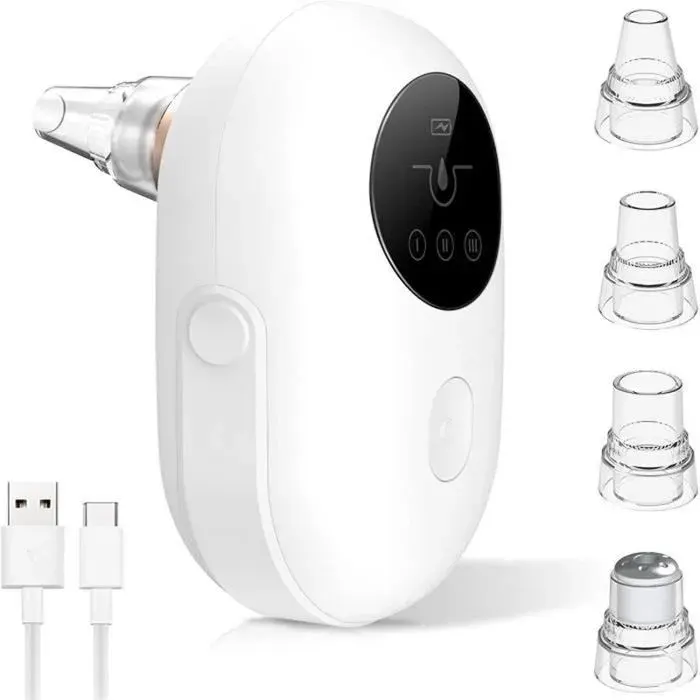 Leytn® Aspirateur Point Noirs Nettoyant de Pores Professionnel Rechargeable Soin Visage avec écran LED et 5 sondes