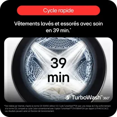 Lg - Lave Linge Hublot F94x56wsta - 9 Kg - 1400 Tr/Min - Classe A - Moteur Direct Drive - Autodosage - Connecté — vue 21