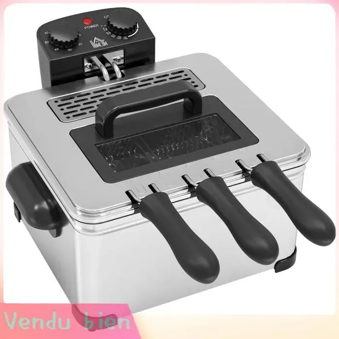 LIA Friteuse 5 L température minuterie réglables 2000W panier amovible fenêtre vision