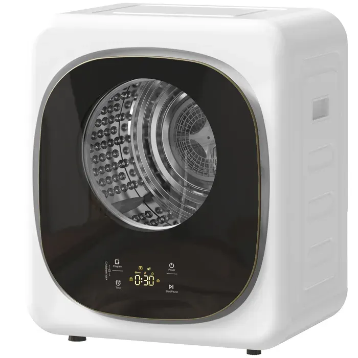 LIA Sèche-linge à évacuation portable 4 Kg sèche-linge 800 W compact 5 modes de séchage minuterie blanc