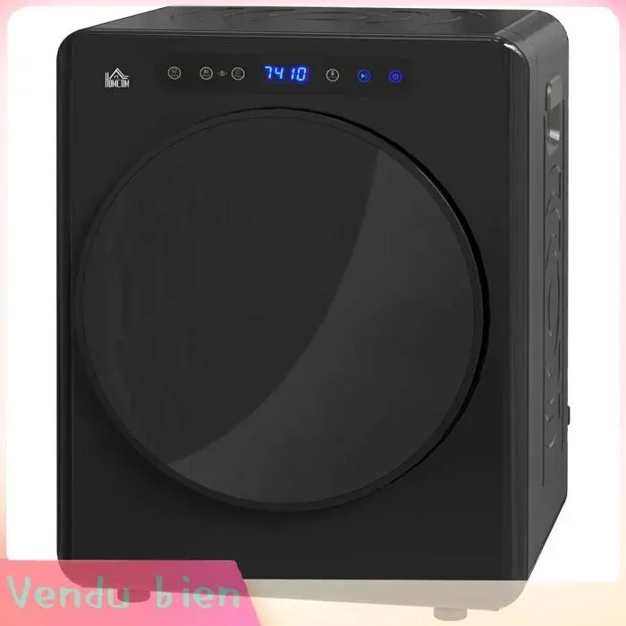 LIA Sèche-linge électrique noir 1000W 3kg 6 modes minuterie inox