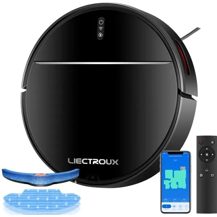 LIECTROUX M7S PRO - Aspirateur robot laveur connecté - 3000 Pa - Navigation cartographique - Autonomie 120 mn - Batterie 4400mAh