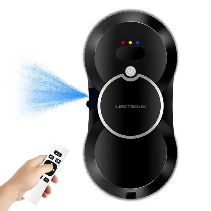 LIECTROUX Robot Lave Vitre HCR-10 Noir - 2800 Pa - Réservoir 30ml - Nettoyage auto - Robot laveur de vitres intelligent autonome