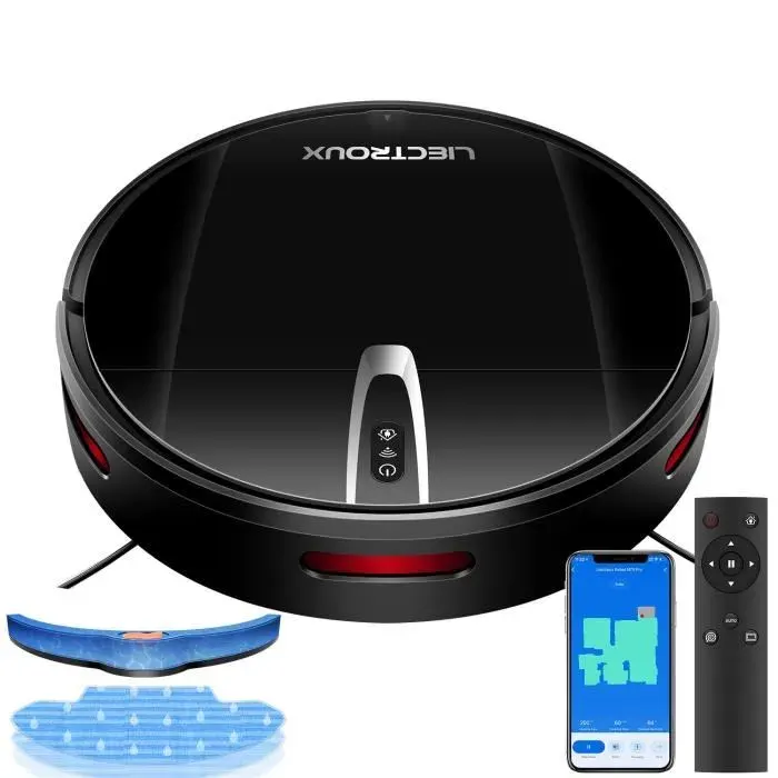 LIECTROUX V3S PRO - Aspirateur robot laveur connecté - 4000 Pa - Navigation cartographique - Autonomie 120 mn - Batterie 4400mAh