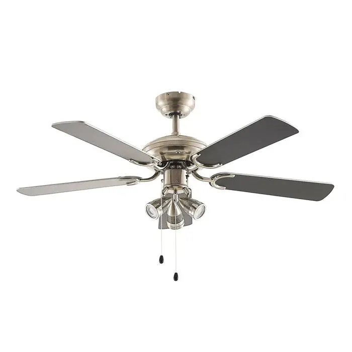 Lindby Ventilateur de plafond avec lampe Anariki (Traditionnel) en Argent Métal e. a. pour Salon & Salle à manger (à 3 lampes GU10)