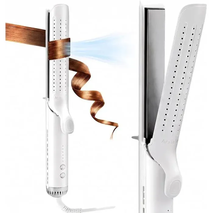 Lisseur 2 En 1 Air FroidChauffe 30SIons Négatifs110240V 5 Temp. (140220°C)Anti FrisottisArrêt Auto32mm Bnc BLANC LISSEUR