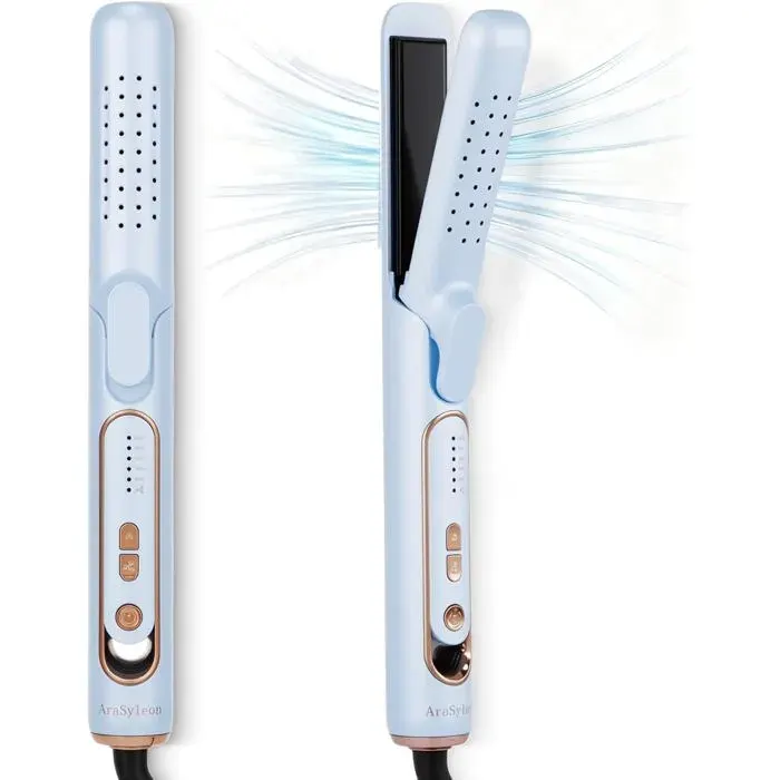 Lisseur 2-en-1 avec soin ionique & fixation air froid5 temp.140-220°CPiastra arricciacapelli 2-in-1corpo termoprotettopiastre