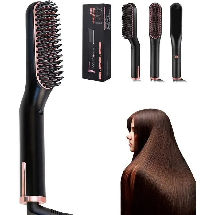 Lisseur 3 en 1 - Élément chauffant PTC - Protection des cheveux - Plaques en titane double face - 43 plaques chauffantes en