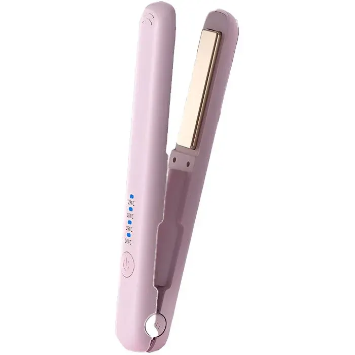 Lisseur 4 réglages de température (140-200 °C) conception ergonomique batterie de 3 000 mAh portable rose