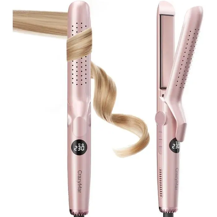 Lisseur à Air Froid et Boucleur Ionique 2 en 1 9 Températures (110 230 ) pour Cheveux Bouclés/LissesAppareil de Noir LISSEUR