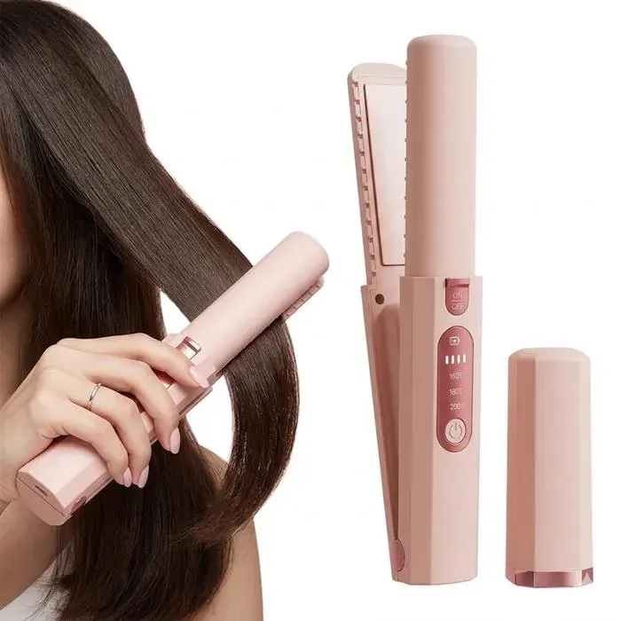 Lisseur à cheveux sans fil 5000mAh - 30s chauffe - 3D anti-traction - 3 températures - Lisser ou boucler