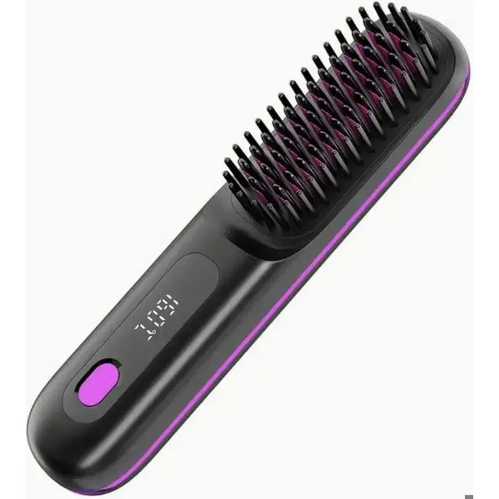 Lisseur à cheveux sans fil avec écran LCD 3 réglages de température ions négatifs convient à tous les types de cheveux e — coloris Noir