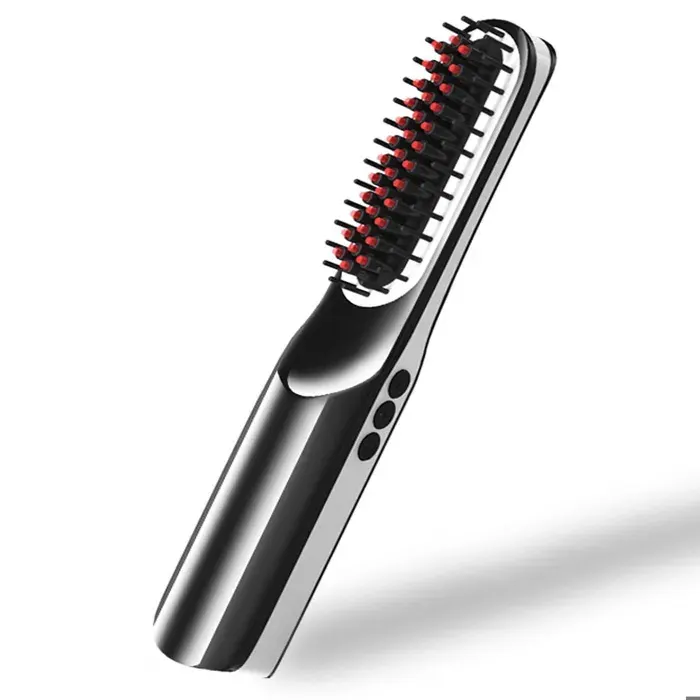 Lisseur attelle sans fil - FAMICAM - portable usb charge peigne à cheveux droit peigne à barbe pour hommes peigne droit à double u