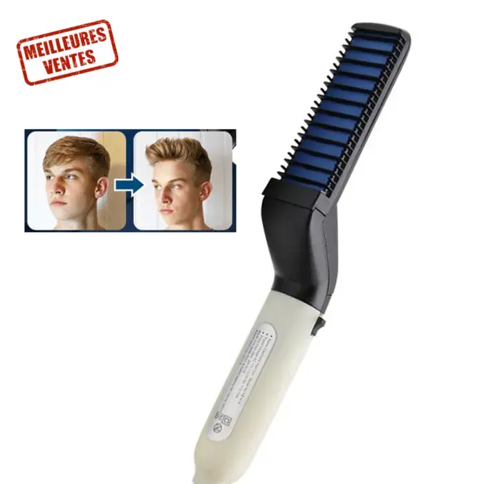 Lisseur Barbe - GOS - Peigne multifonctionnel - Peigne de coiffage pour homme - Brosse Lissante Chauffante - Pratique et portable