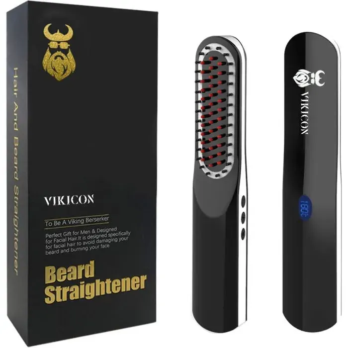 Lisseur BarbeBrosse Lissante Chauffante avec sans Fil/Anti-Brûlure/Mise Hors Tension Automatique/Températures Ajustables