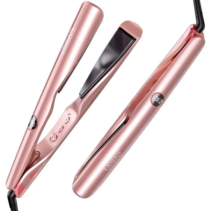 Lisseur Boucleur Cheveux 2-En-1: Fer A Lisser Twisté Idéal Pour Lissage Boucles & Ondulations - Des Cheveux Plus Couleur:Or Rose