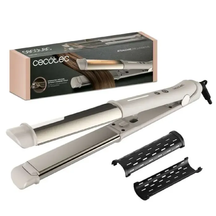 Lisseur - CECOTEC - RitualCare 2in1 Lisse&Curl - 2 en 1 lisseur et boucleur - Revêtement céramique - 170–230°C — coloris Blanc