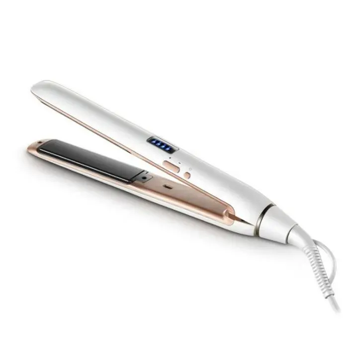 Lisseur cheveux 2 en 1 lissage et bouclage plaque céramique écran LCD température réglable câble pivotant 360° adapté à frange