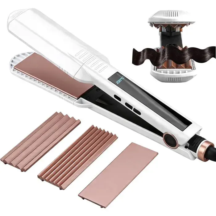 Lisseur Cheveux 3 En 1 Fer À Boucler Pour Volume Et Texture Fer À Lisser En Céramique Antistatique 6 Températures Réglabl[LL78]