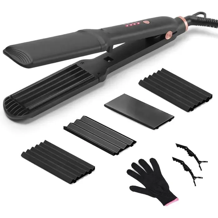 Lisseur Cheveux 4 En 1 Professionnel 4 Températures (Noir)