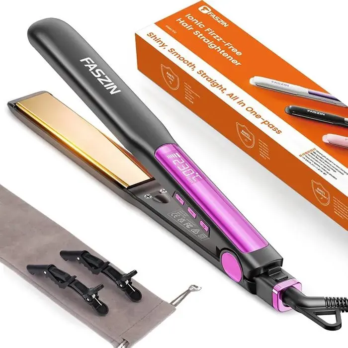 Lisseur Cheveux avec Pques en Titane Lisse (Gris) Fer a Lisser Négatifs Ions Protect20S Chauffe Rapide30 mm Gris LISSEUR