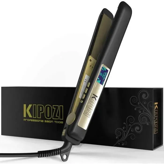 Lisseur cheveux fer à lisser professionnel titane 230°c anti frisottis à ecran lcd - TepidBee - et fonction multi-voltage cadeau d