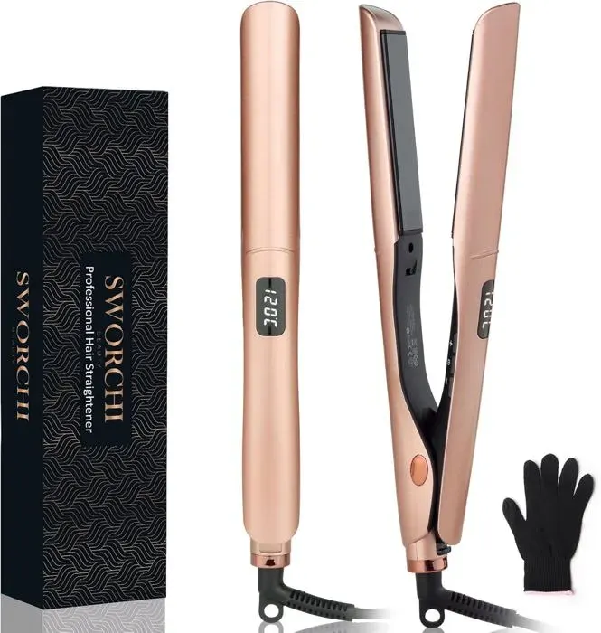 Lisseur Cheveux - Professionnel - 2 En 1 - Céramique - Température Réglable - Arrêt Automatique