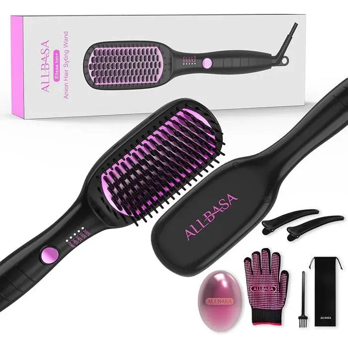 Lisseur Cheveux Professionnel Brosse Lissante Pour Cheveux 4 Température Réglages 140℃-200℃ Fers à Brosse Lissante Rose ROS LISSEUR