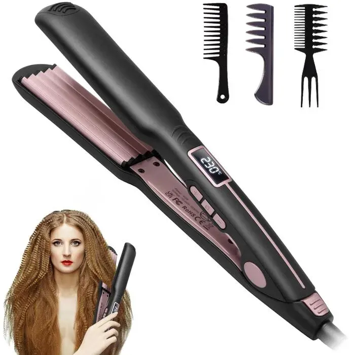 Lisseur Cheveux Professionnel13 Températures de 100°C à 230°CFer à Lisser Température Réglable Et écran LCD Tous Types de Cheveux