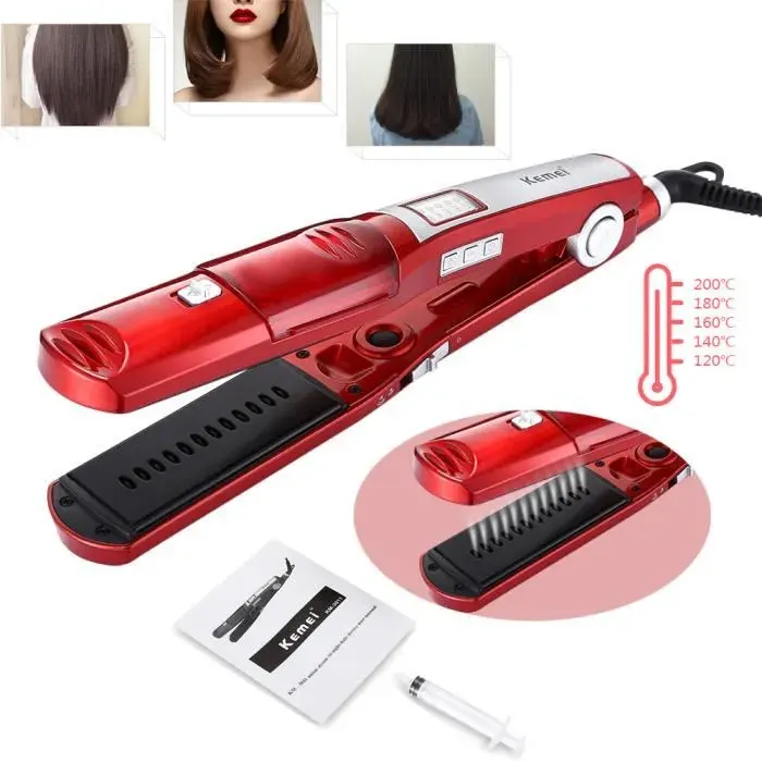 Lisseur Cheveux redresseur de vapeurDegrés réglable Fer à Lisser Curleur Rapide Styling Outils Professionnel Plat céramique