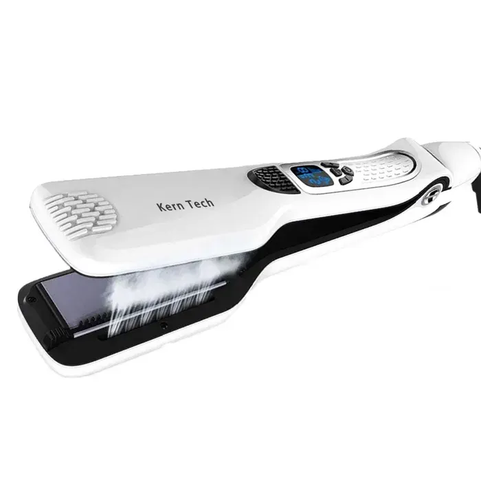 Lisseur cheveux vapeur - Kern Tech - 37.2x12.5x7.2 cm multifonction fer friser spray écran LCD Roulage à sec et lissage trois en un — coloris Blanc