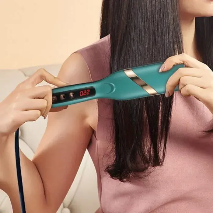 Lisseur de cheveux électrique LED SHARPHY - Température réglable - Soins par ions négatifs - Vert