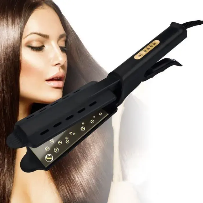 Lisseur de cheveux plat ionique de réglage de la température à quatre vitesses pour les femmes élargir le panneau