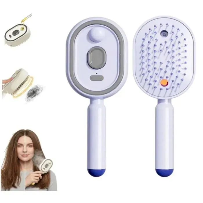 LISSEUR Electric steam brush rechargeable steam hair straightener with spray3-in-1 anti-static detangling comb air cushio LISSEUR