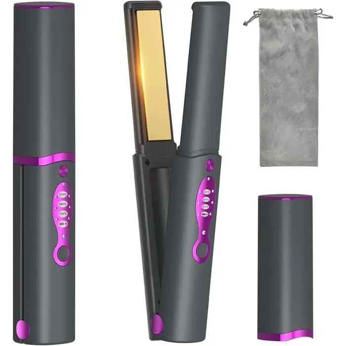 Lisseur et boucleur sans fil - ESTAMPILLE - Mini - Céramique - 2 en 1 - Batterie 5000 mAh - USB-C
