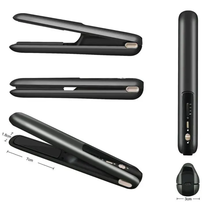 Lisseur et boucleur sans fil portable USB-C 3 niveaux de chaleur