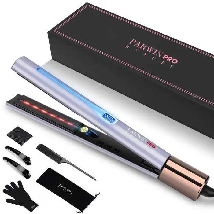 Lisseur Infrarouge Ionique PARWIN PRO BEAUTY 2 en 1 Fer à Friser et à Lisser 14 Réglages de Température 100-230℃ Violet