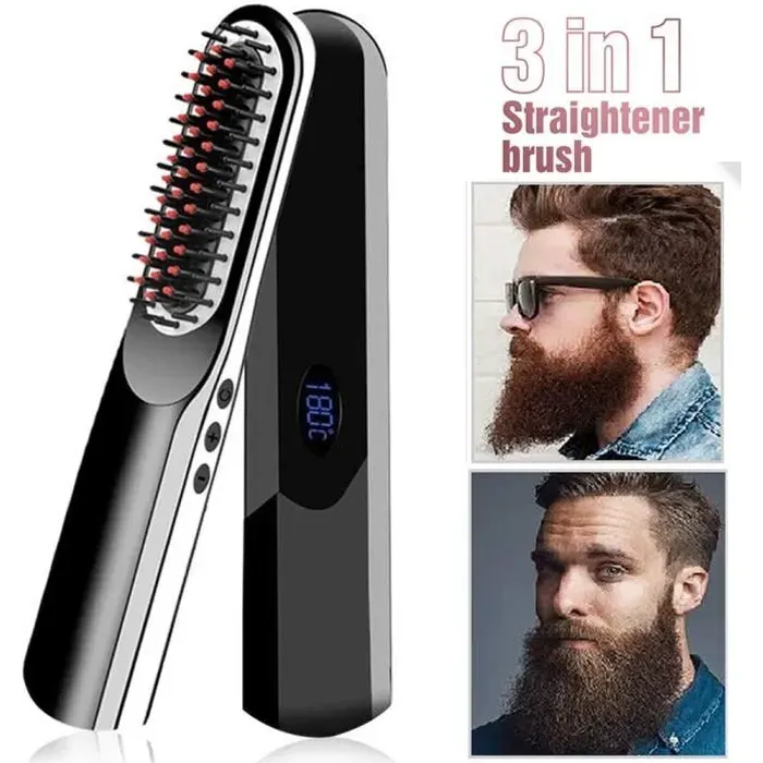 Lisseur Multifonctionnel Pour Barbe Sans Fil Pour Hommes Rapide Peigne Pour Cheveux