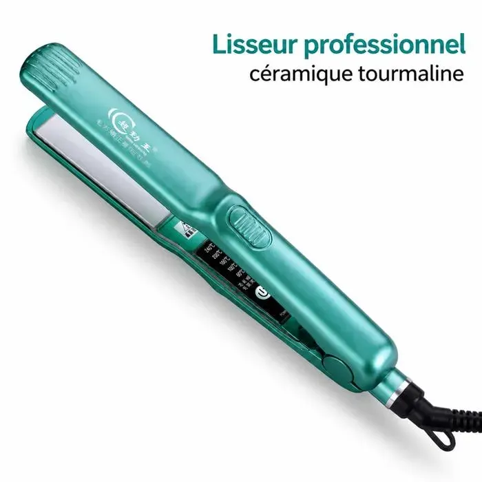Lisseur professionnel étanche kératine/protéine fer à lisser céramique tourmaline cordon 3 m vert