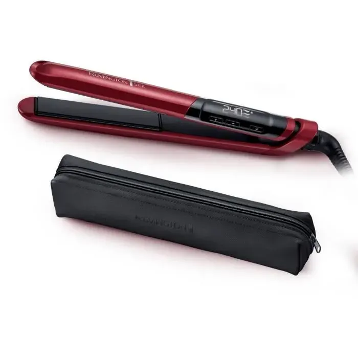 Lisseur - REMINGTON - S9600 SILK - 240° C - Chauffe rapide - Turbo - Pochette voyage - Rouge