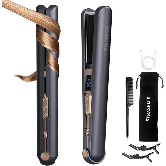 Lisseur S Fil et Boucleur Cheveux 2 en 1 10000mAh Fer a Lisser avec 3 Températures Réglables 175°C-215°C Lisseur de BAUME