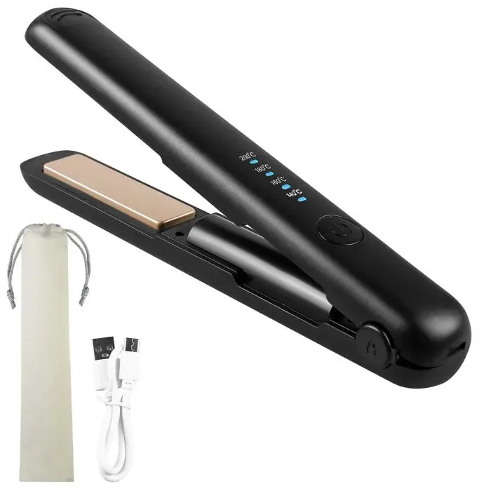 Lisseur Sans Fil Mini 2 in 1 Rechargeable Avec 4 Températures Chauffage Rapide 20S Portable 3200 Mah Idéal pour Déplacements