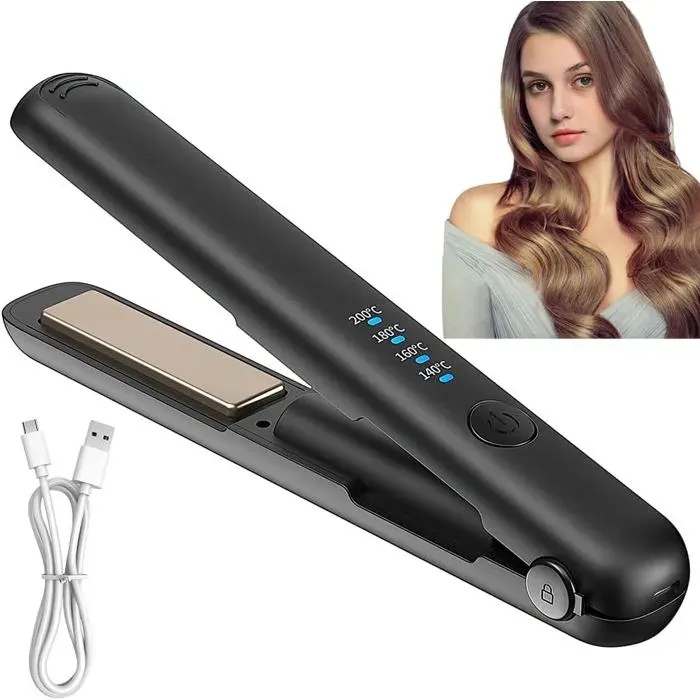 Lisseur Sans FilFer à Boucler Sans Fil 2 en 1Mini Lisseur Sans FilLisseur Portable Sans Fil MiniUSB RechargeableLisseur
