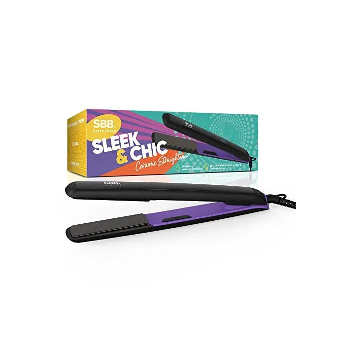 Lisseur - SBB - Sleek et Chic Pro - Plaques céramique infusées huiles - Temp. numérique 130–230°C - Arrêt auto