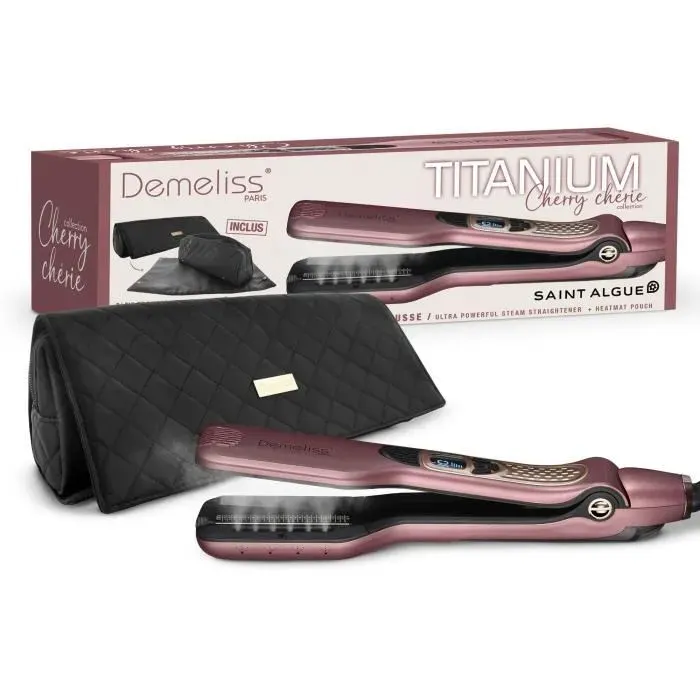 Lisseur Titanium - DEMELISS - 5 températures - 40 ml - Max 230° - Cherry Chérie