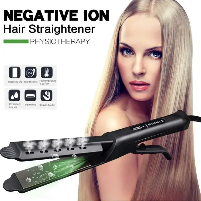 Lisseur Vapeur Cheveux Plaques en Céramique- Styler. Lattelle de Cheveux raides à contrôle de température à 4 Vitesses