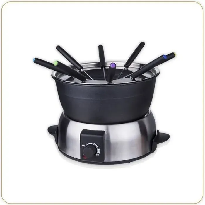 LITTLE BALANCE 8386 Fondue Elegance 8 Fondue électrique 8 personnes Caquelon anti-adhésif 18 litres 800 W Inox brossé