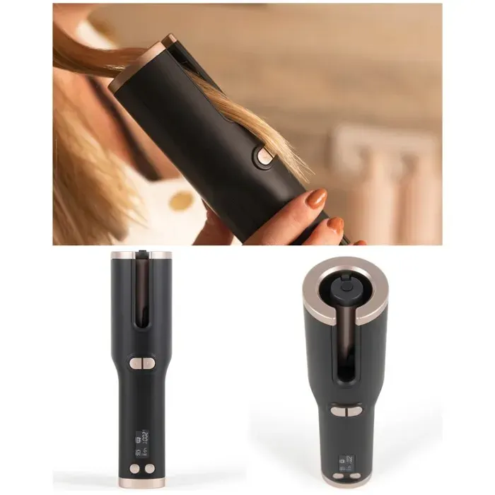 LIVOO fer à boucler automatique sans fil LCD 160–200°C — effet wavy rotation droite/gauche