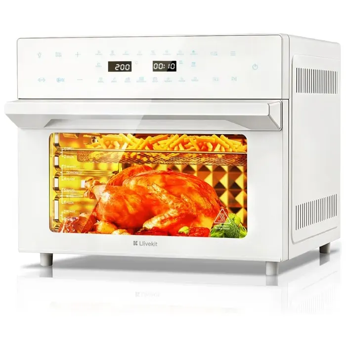 LLIVEKIT 30L Friteuse - Air Fryer 45P x 43l x 36H - 20 Programmes - Écran Tactile LED - Friteuse sans Huile Blanc Crème